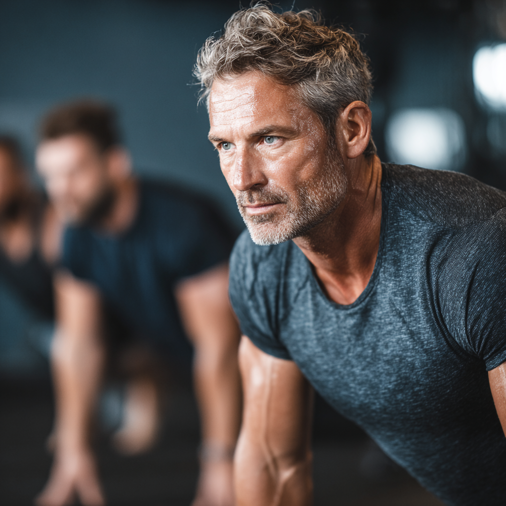 middle-aged men training and achieving fitness goals with moltranes