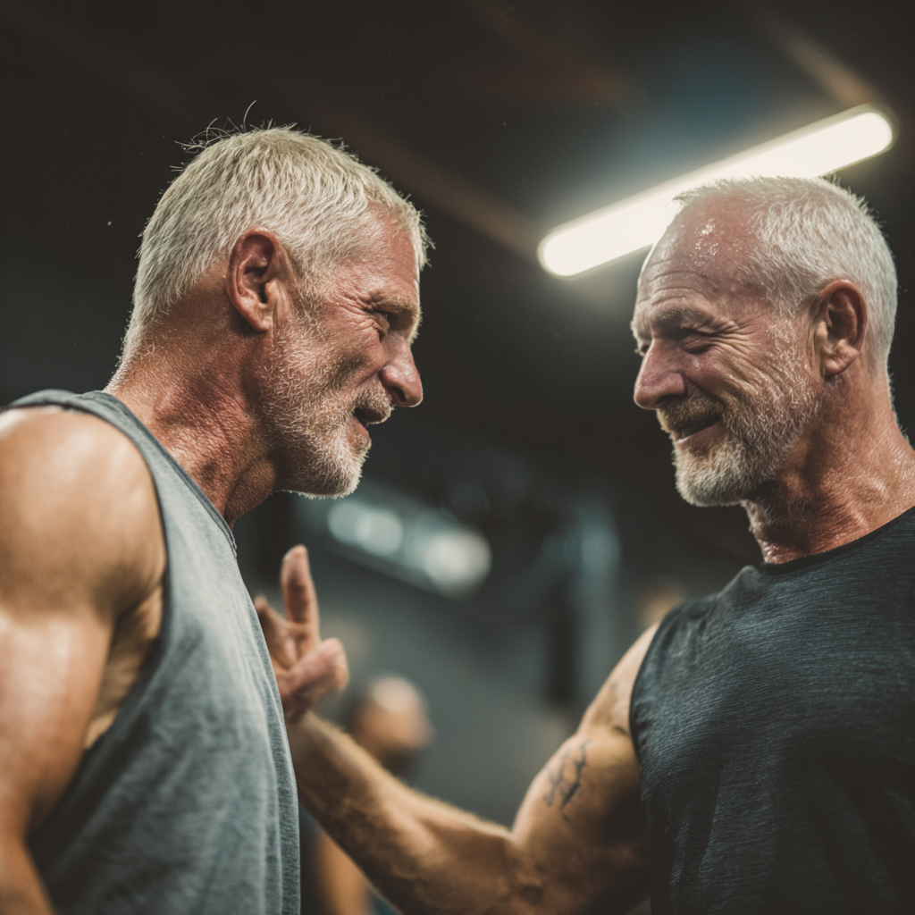 older adults men supporting each other in fitness transformation journey